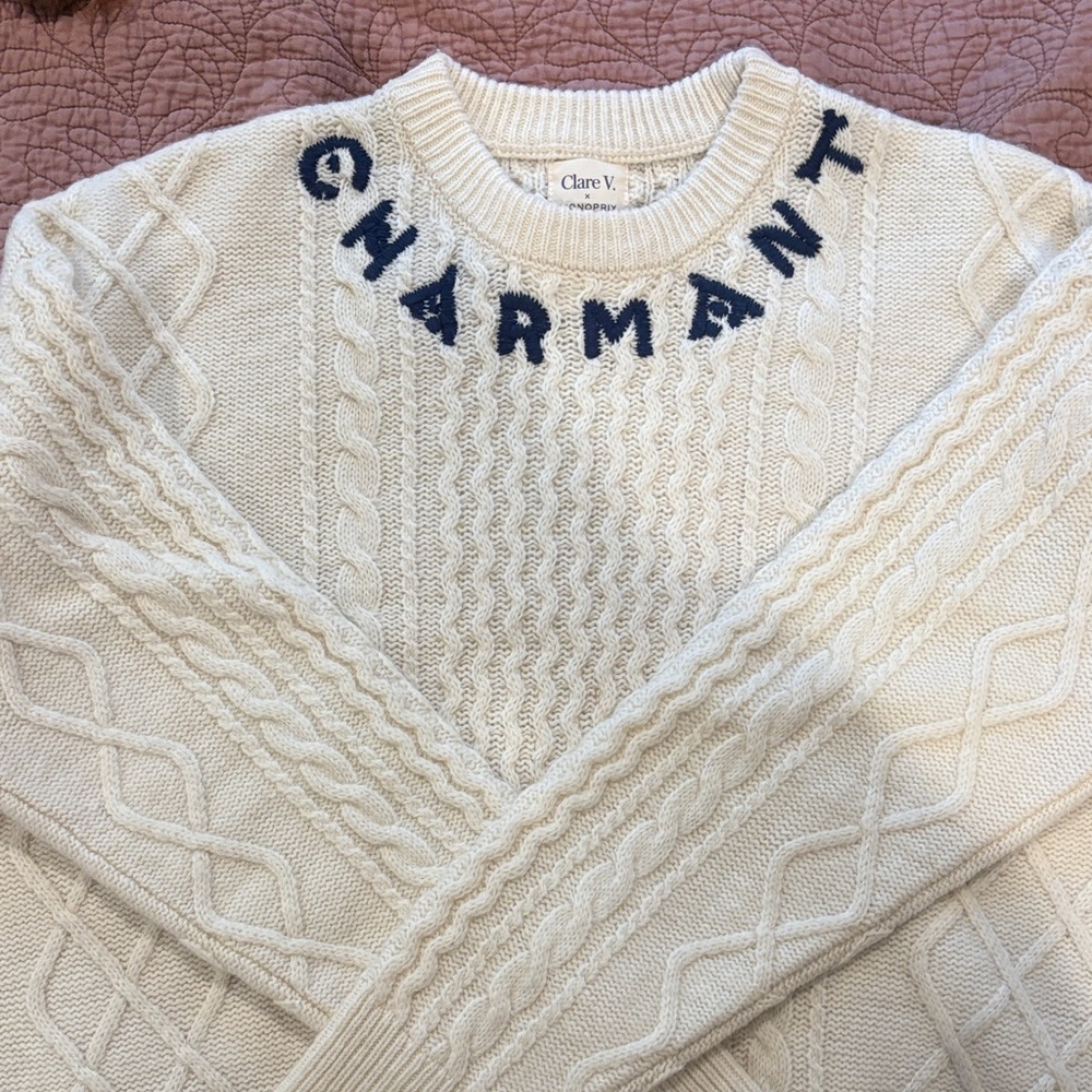 Clare V Cream Charmant Crewneck Sweater